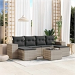 Afuera Living Contemporary 7 Piece Poly Rattan Sofa Set in Gray