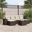 Afuera Living Contemporary 7 Piece Poly Rattan Sofa Set in Brown/Cream