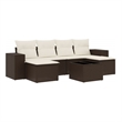 Afuera Living Contemporary 7 Piece Poly Rattan Sofa Set in Brown/Cream