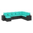Afuera Living 8 Piece Poly Rattan Patio Sofa Set in Black/Blue