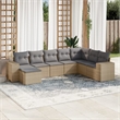 Afuera Living 8 Piece Poly Rattan Small Sofa Set in Gray/Beige