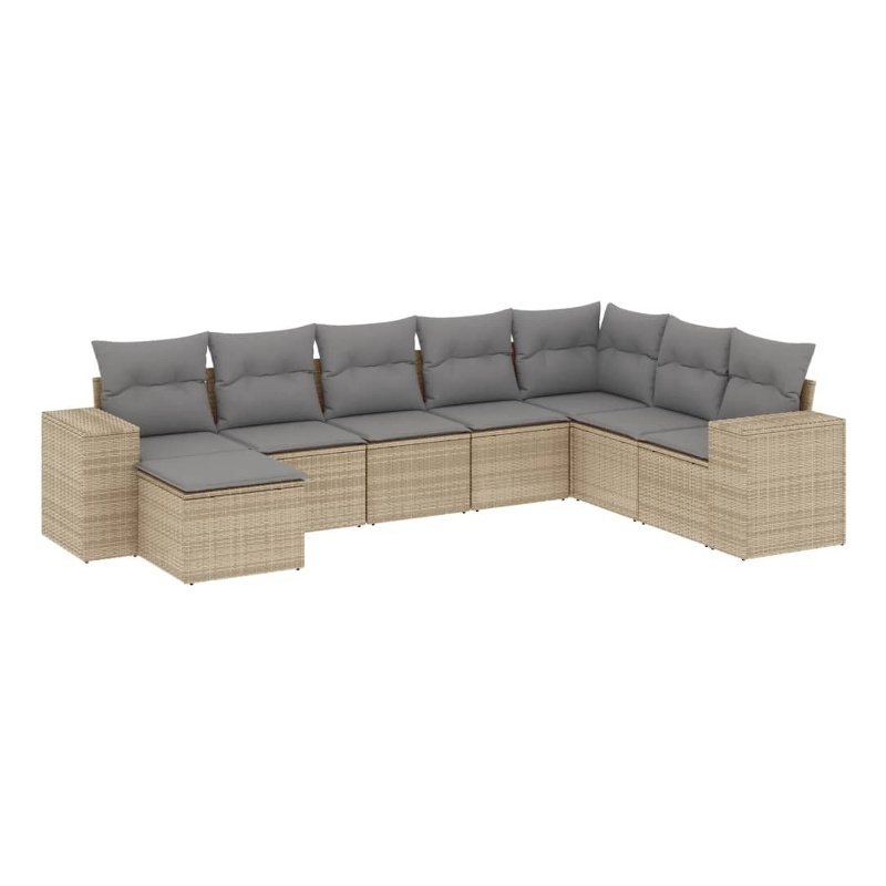 Afuera Living 8 Piece Poly Rattan Small Sofa Set in Gray/Beige