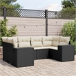 Afuera Living Contemporary 6 Piece Poly Rattan Sofa Set in Black/Cream