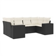 Afuera Living Contemporary 6 Piece Poly Rattan Sofa Set in Black/Cream