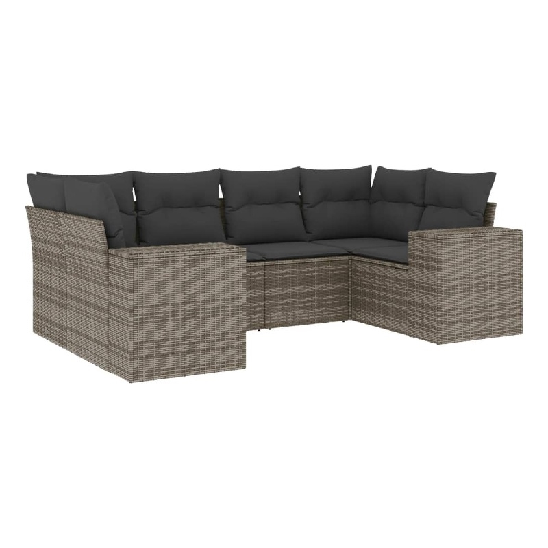 Afuera Living Contemporary 6 Piece Poly Rattan Sofa Set in Gray