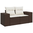 Afuera Living Contemporary 7 Piece Poly Rattan Sofa Set in Brown/Cream