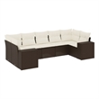 Afuera Living Contemporary 7 Piece Poly Rattan Sofa Set in Brown/Cream