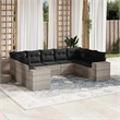 Afuera Living Contemporary 9 Piece Poly Rattan Large Sofa Set in Gray