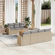 Afuera Living Contemporary 8 Piece Poly Rattan Sofa Set in Gray/Beige