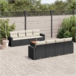 Afuera Living Contemporary 9 Piece Poly Rattan Sofa Set in Black/Cream