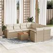 Afuera Living Contemporary 9 Piece Poly Rattan Sofa Set in Beige