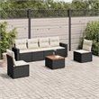 Afuera Living Contemporary 7 Piece Poly Rattan Sofa Set in Black