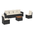 Afuera Living Contemporary 7 Piece Poly Rattan Sofa Set in Black