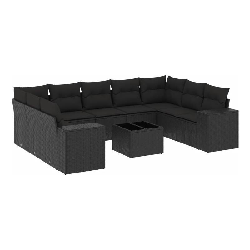 Afuera Living Contemporary 10 Piece Poly Rattan Small Sofa Set in Black