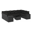 Afuera Living Contemporary 10 Piece Poly Rattan Small Sofa Set in Black