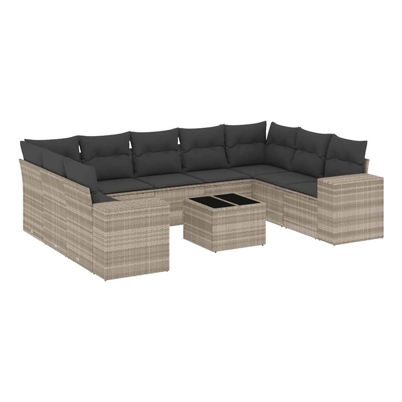 Afuera Living Contemporary 10 Piece Poly Rattan Sofa Set in Gray