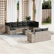 Afuera Living 10 Piece Poly Rattan Large Sofa Set with Removable Covers in Gray