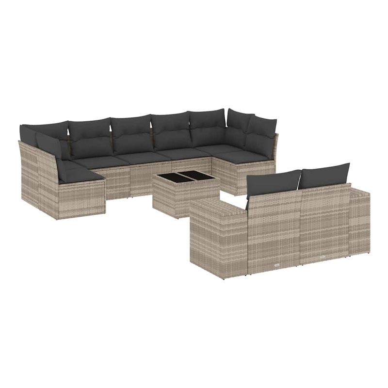 Afuera Living 10 Piece Poly Rattan Large Sofa Set with Removable Covers in Gray