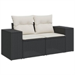 Afuera Living Contemporary Poly Rattan Sofa Set in Black/Cream