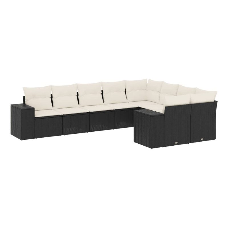 Afuera Living Contemporary Poly Rattan Sofa Set in Black/Cream