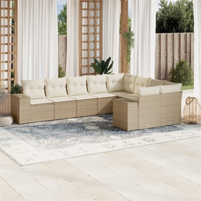 Afuera Living Contemporary Poly Rattan Small Sofa Set in Cream/Beige