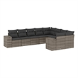 Afuera Living Contemporary 9 Piece Poly Rattan Sofa Set in Gray