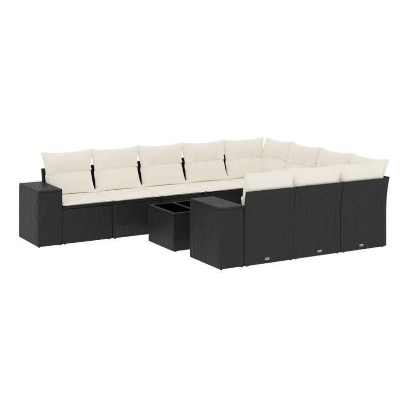 Afuera Living Contemporary 11 Piece Poly Rattan Sofa Set in Black