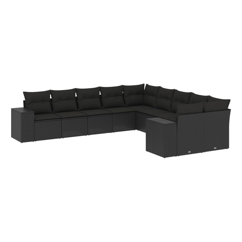 Afuera Living Contemporary 10 Piece Poly Rattan Sofa Set in Black