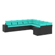 Afuera Living Contemporary 10 Piece Poly Rattan Patio Sofa Set in Black