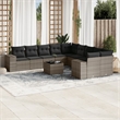 Afuera Living Contemporary 11 Piece Poly Rattan Small Sofa Set in Gray