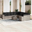 Afuera Living Contemporary 11 Piece Poly Rattan Sofa Set in Gray