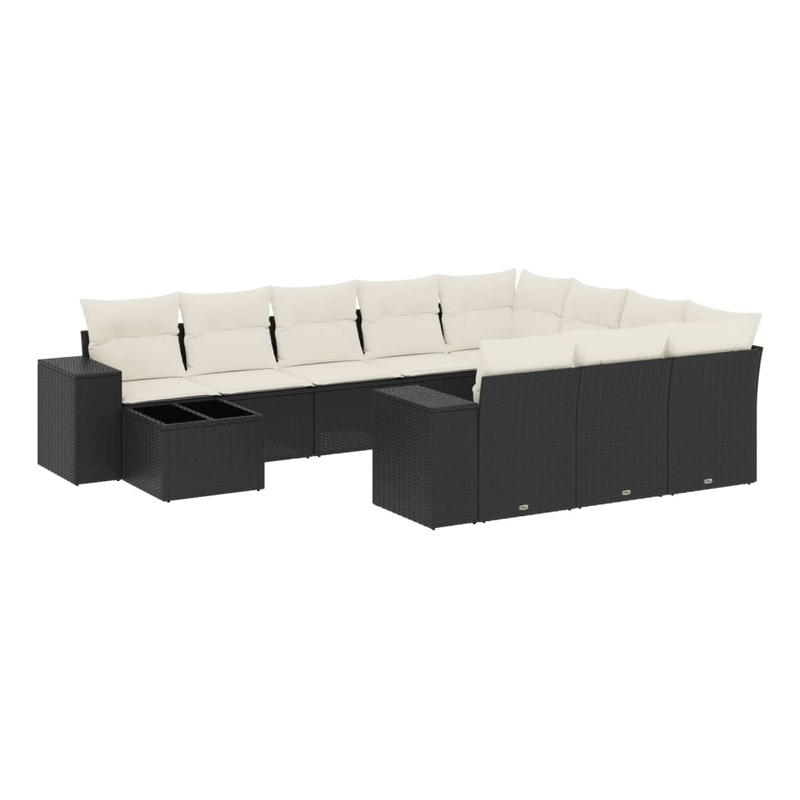Afuera Living Contemporary 11 Piece Poly Rattan Sofa Set in Black/Cream