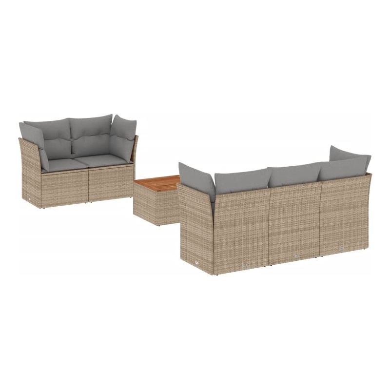 Afuera Living 6 Piece Poly Rattan Sofa Set in Gray/Brown/Beige