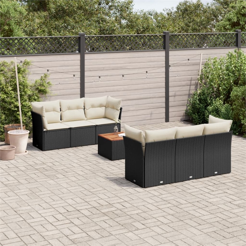 Afuera Living 7 Piece Poly Rattan Sofa Set in Black/Brown/Cream