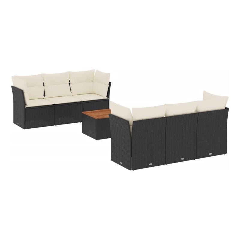 Afuera Living 7 Piece Poly Rattan Sofa Set in Black/Brown/Cream