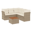 Afuera Living 6 Piece Poly Rattan Sofa Set in Brown/Cream/Beige