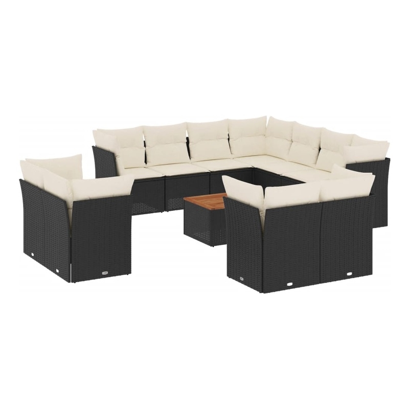 Afuera Living Contemporary 12 Piece Poly Rattan Small Sofa Set in Black