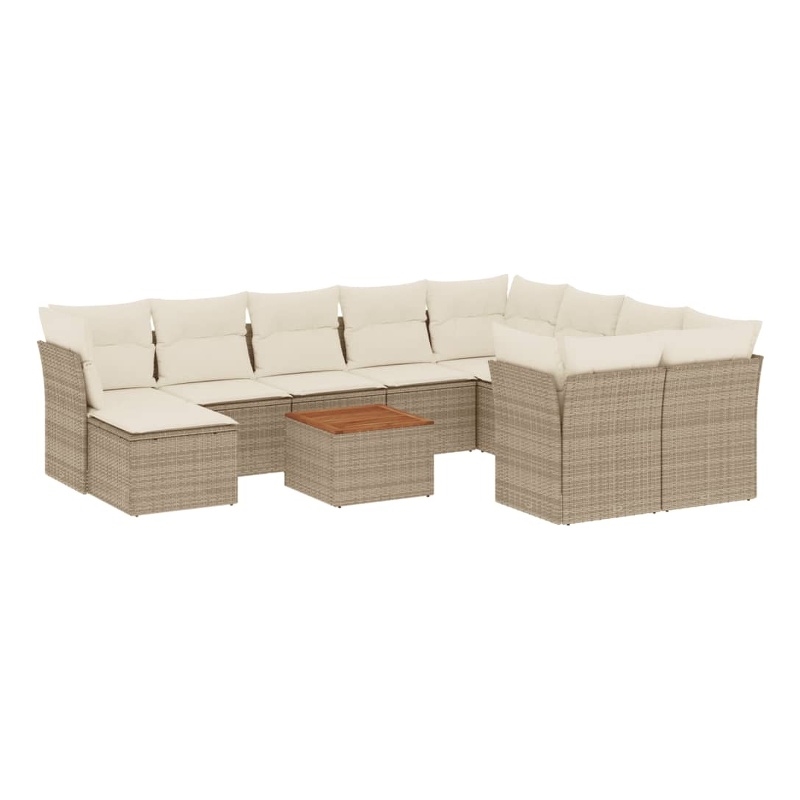 Afuera Living Contemporary 11 Piece Poly Rattan Sofa Set in Beige