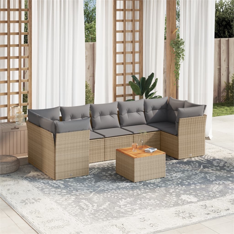 Afuera Living Contemporary Synthetic Poly Rattan 8 Piece Patio Sofa Set