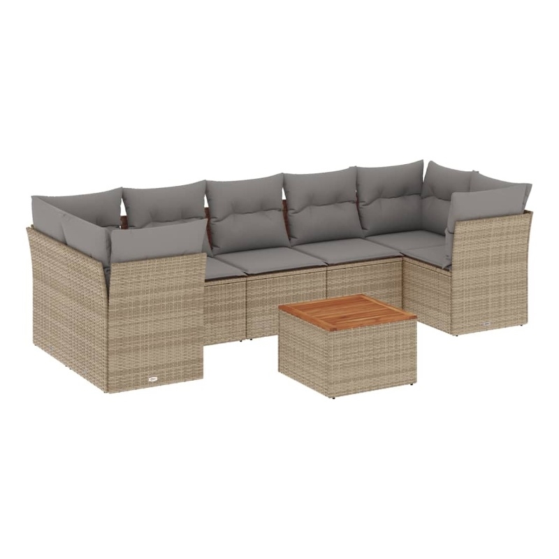 Afuera Living Contemporary Synthetic Poly Rattan 8 Piece Patio Sofa Set