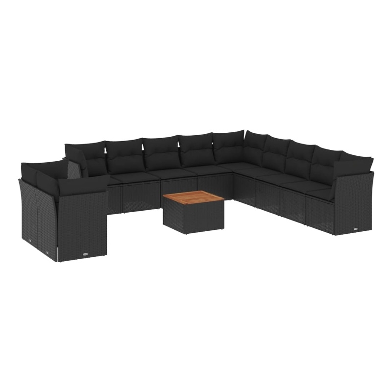 Afuera Living Contemporary 12 Piece Poly Rattan Sofa Set in Black