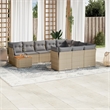 Afuera Living Contemporary 11 Piece Poly Rattan Sofa Set in Gray/Beige