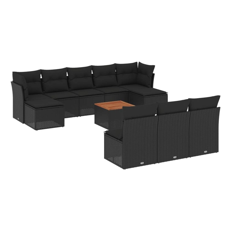 Afuera Living Contemporary Synthetic Poly Rattan Large Sofa Set in Black/Brown