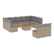 Afuera Living 12 Piece Poly Rattan Sofa Set in Gray/Brown/Beige