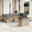Afuera Living 13 Piece Poly Rattan Small Sofa Set in Gray/Brown/Beige