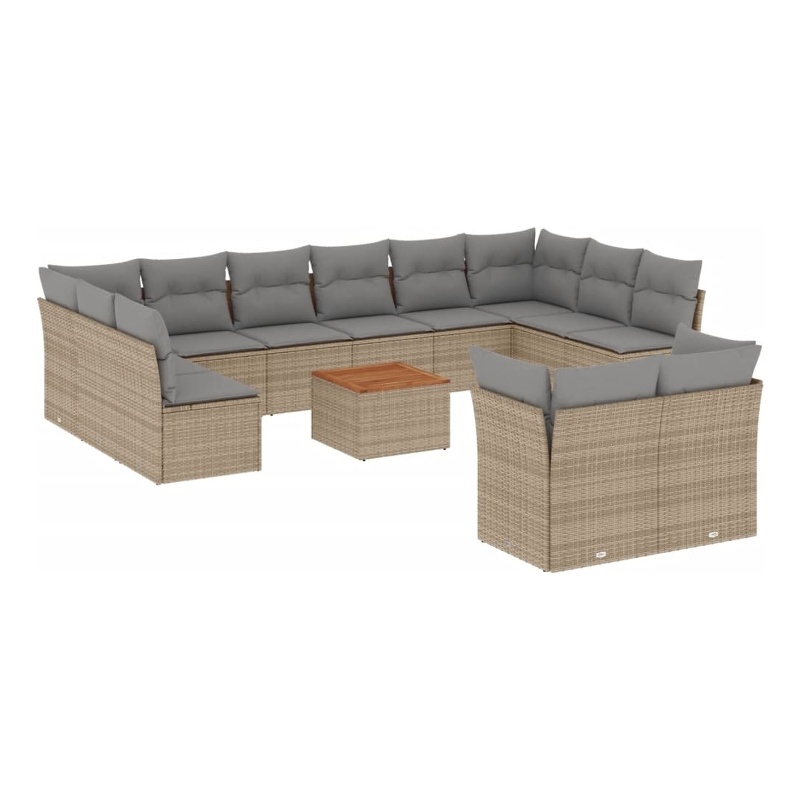 Afuera Living 13 Piece Poly Rattan Small Sofa Set in Gray/Brown/Beige