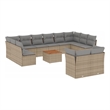 Afuera Living 13 Piece Poly Rattan Small Sofa Set in Gray/Brown/Beige