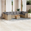 Afuera Living 11 Piece Poly Rattan Large Sofa Set in Gray/Brown/Beige