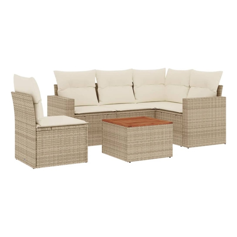 Afuera Living 6 Piece Poly Rattan Sofa Set in Brown/Cream/Beige