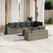 Afuera Living Contemporary 9 Piece Poly Rattan Large Sofa Set in Gray